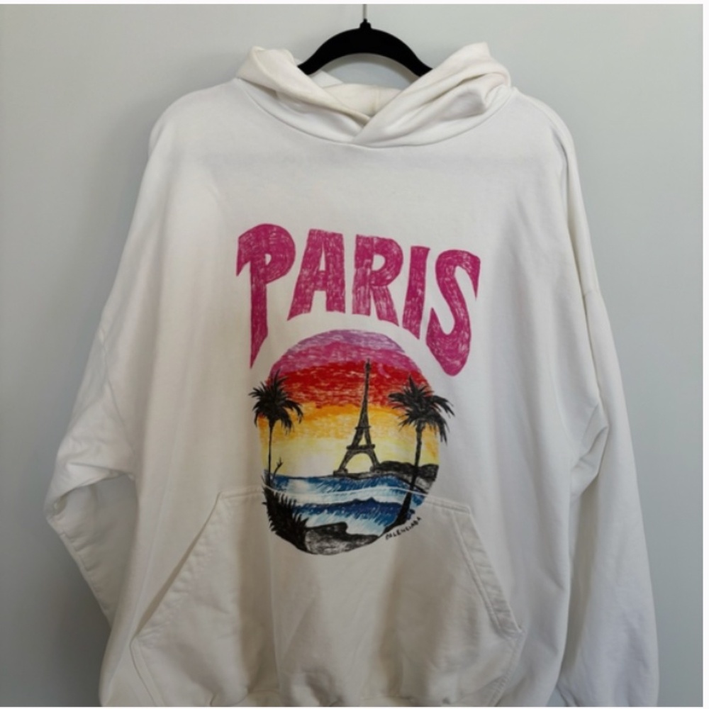 Paris Tropical Round Hoodie White | BALENCIAGA 🌴 - Picture 6 of 8